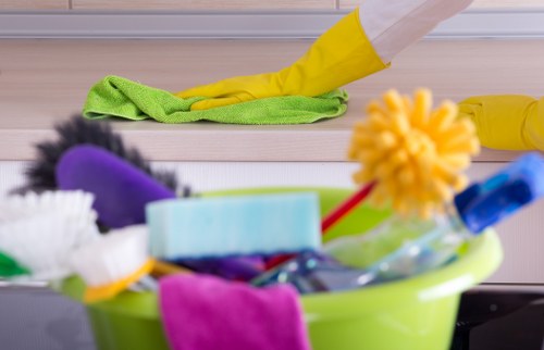 Cleaning team handling service liability and care procedures